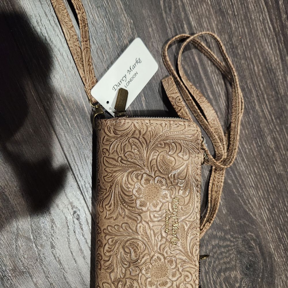 NWT Darcy Marks Embossed Tan Mini Bag